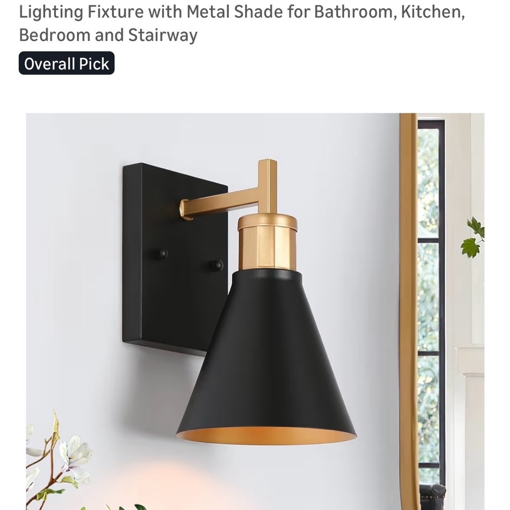 Modern Black and Gold Wall Sconce Light Fixture